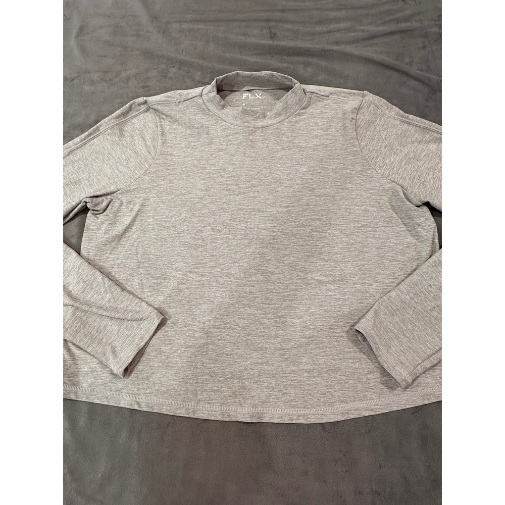 FLX Travel Leisure Mock Neck Long Sleeve Top Heathered Gray Women Medium